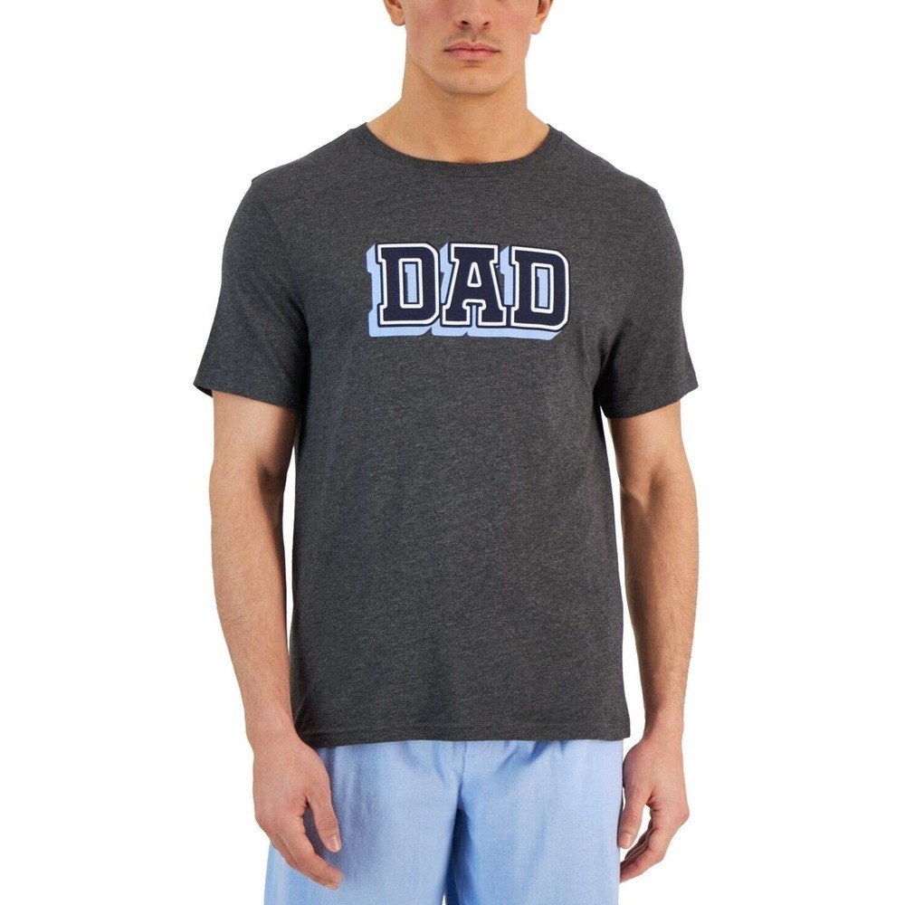 Club Room Mens T Shirt XL Fathers Day Dad Graphic Crew Neck Charcoal Heather NWT